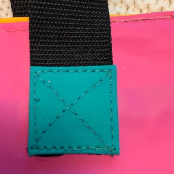 80s 90s Vintage neon multi color abstract large tote bag retro rare - Picture 5 of 8